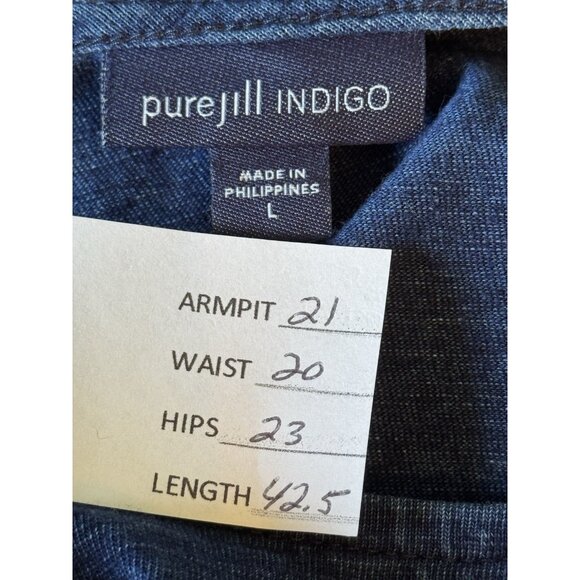 J. Jill Women’s Large Indigo Midi Dress Blue Minimalist Beach Vacation Summer - Picture 2 of 7